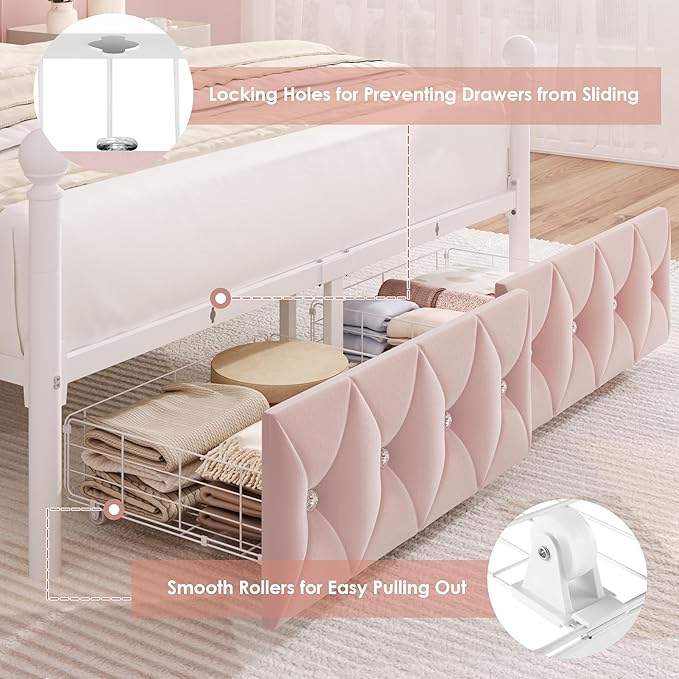 Full Upholstered Canopy Bed Frame - Image 7