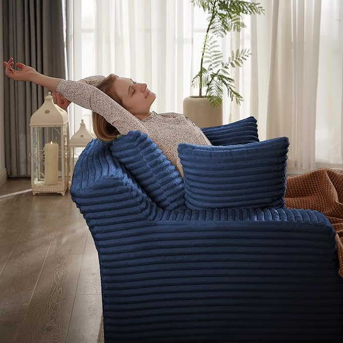 Oversized Chaise Daybed Lounge Sleeper Chair Sofa Bed Indoor, Fluffy Corduroy - Image 4