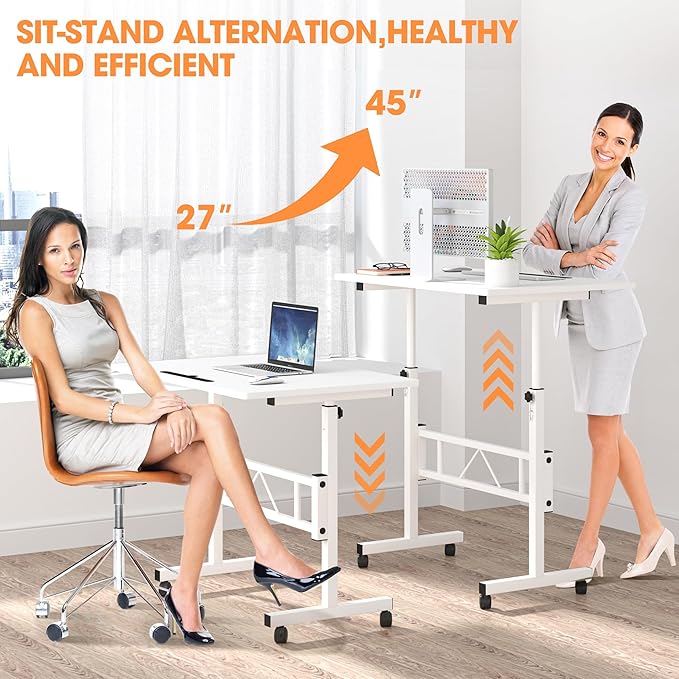 Klvied Small Standing Desk Adjustable Height, Mobile Table - Image 4