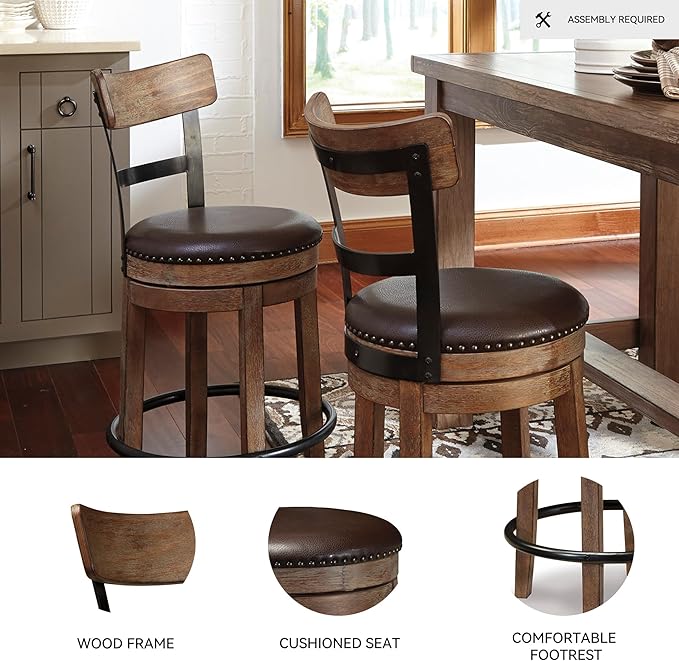 Signature Design by Ashley Pinnadel 24.25" Modern Farmhouse Swivel Counter - Image 4