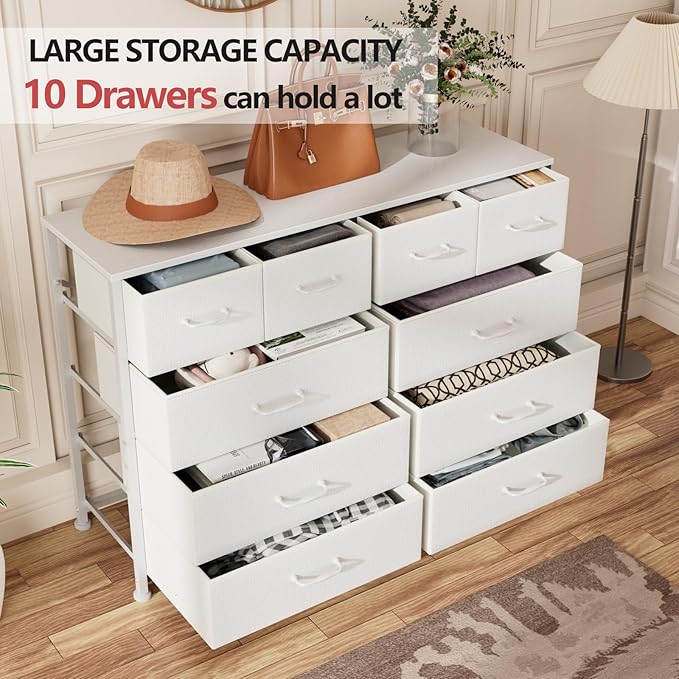 Furnulem Bedroom Dresser White for 55”Long TV Stand Entertainment Center - Image 4
