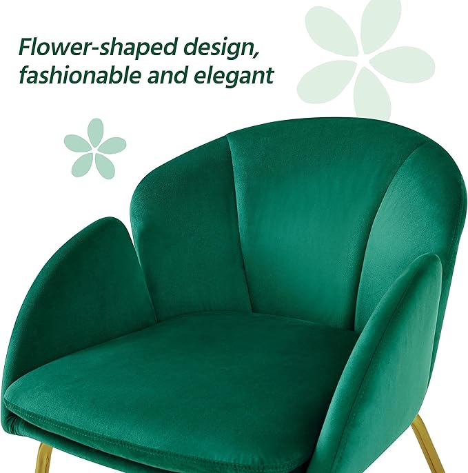 Yaheetech Flower Velvet Vanity Chair, Modern Side Chair Armchair - Image 6