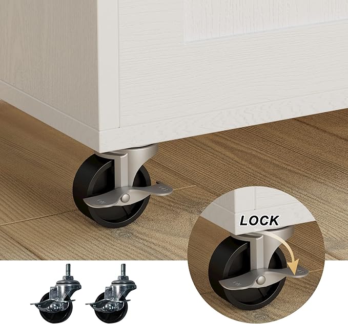 IRONCK Kitchen Island with Storage, Rolling Kitchen Island on Wheels with Drop - Image 8