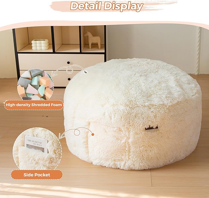 MAXYOYO Kids Bean Bag Chair, Stuffed Faux Fur Bean Bag - Image 5