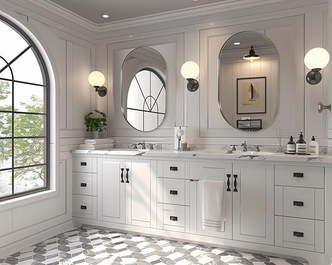 ANDY STAR Brushed Nickel Mirror Bathroom, 30x40 Inch Oval Mirrors - Image 9