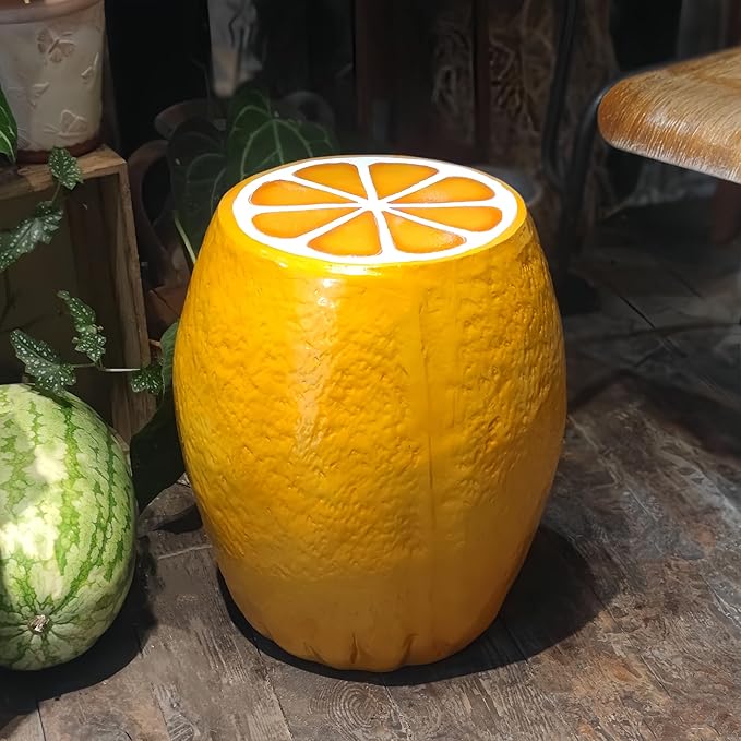 18" Orange Shaped Fruit-Inspired Side Table Orange Statue Indoor Outdoor Accent - Image 9