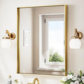 Keonjinn 24 x 32 In Brushed Gold Bathroom Mirror by Keonjinn