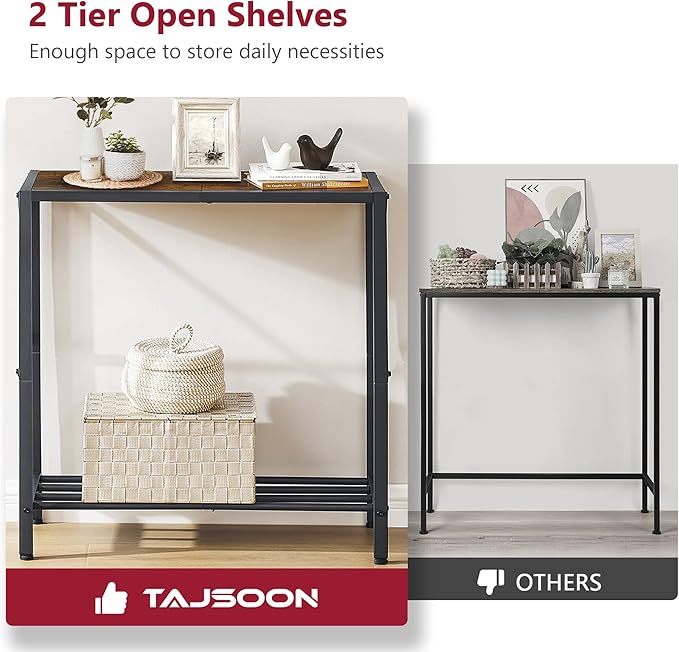 Tajsoon Console Table, 2 Tier Small Hallway Table, Narrow Sofa Table - Image 5