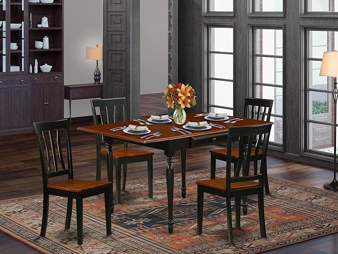 East West Furniture MZAN5-BCH-W 5 Piece Kitchen Table & Chairs Set Includes a - Image 2