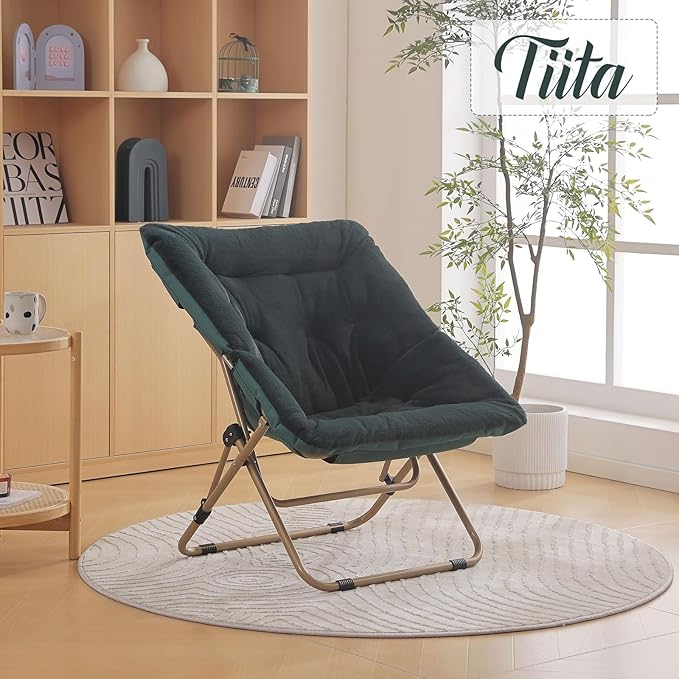 Tiita Comfy Saucer Chair, Soft Faux Fur Oversized Folding Accent Chair - Image 6