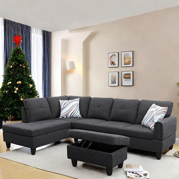 L Shaped Sectional Couch with Otttoman, Apartments by FONTOI