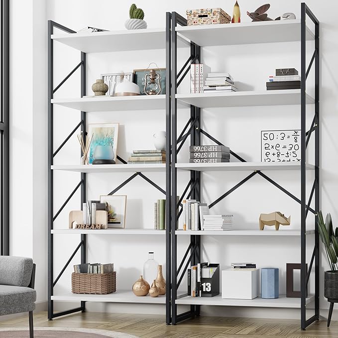 Shintenchi 2-Tier Bookshelf: Tall Industrial Bookcase by Shintenchi