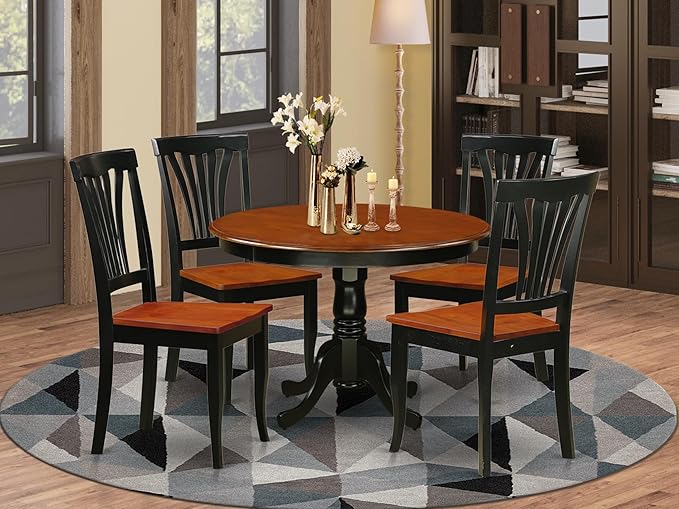 East West Furniture HLAV5-BCH-W 5 Piece Modern Dining Table Set Includes a - Image 2
