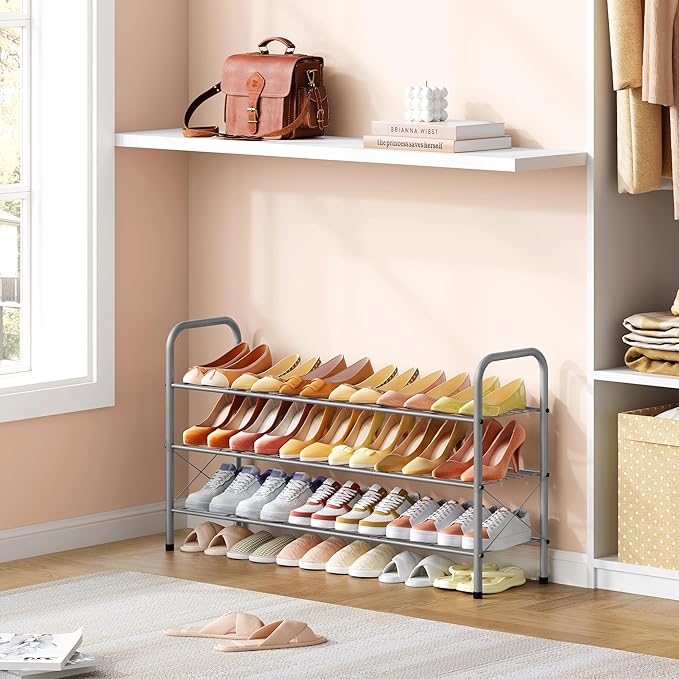 Hoctieon 3 Tier Mesh Style Shoe Rack, Entryway Shoe Shelf, Shoe Storage - Image 6