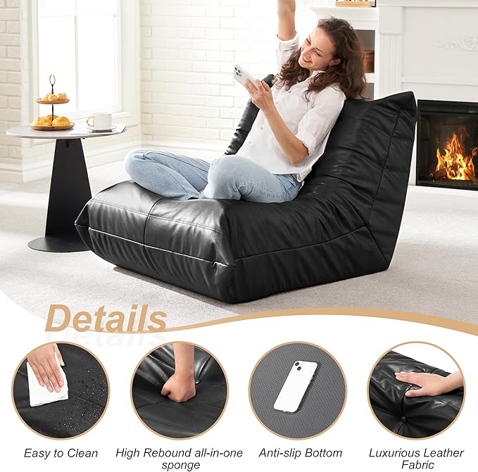 Hobestluk Giant Bean Bag Chair Lazy Floor Sofa, Memory Foam Fireside Sofa - Image 3