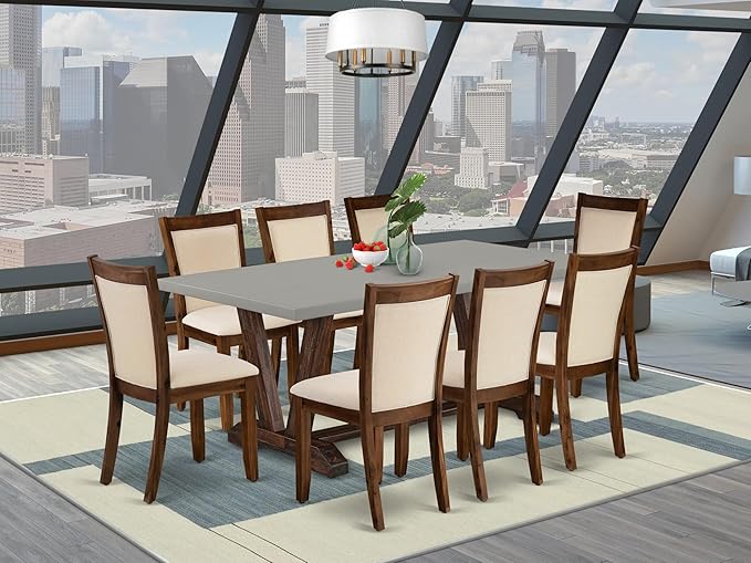 East West Furniture V797MZN32-9 9 Piece Dining Set Includes a Rectangle Dining - Image 2