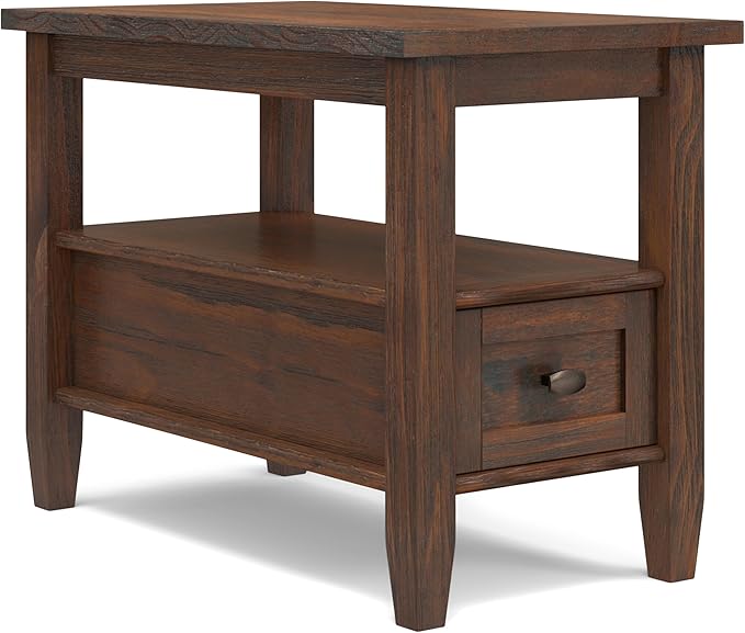 SIMPLIHOME Warm Shaker SOLID WOOD 14 Inch Wide Rectangle Transitional Narrow by SimpliHome