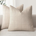 Foindtower Set of 2 Decorative Linen Check Throw Pillow Covers Neutral by Foindtower