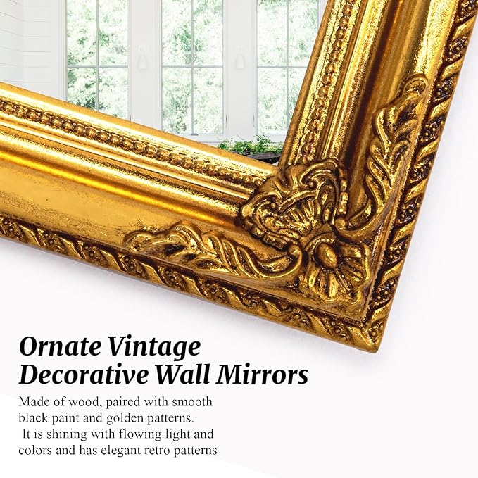 35" x 23" Large Antique Mirror, Ornate Entryway Over Console - Image 2