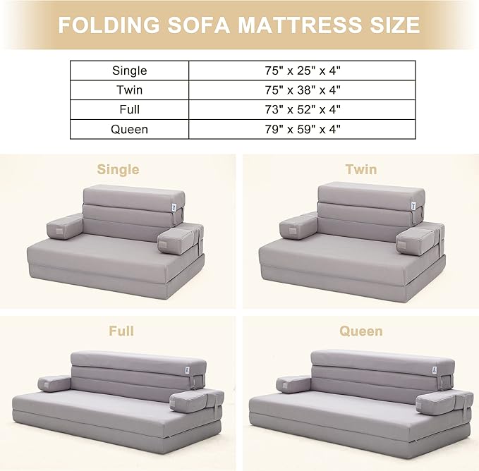 Sleep 4 Inch Foldable Mattress, Portable Floor Mattress Couch - Image 8