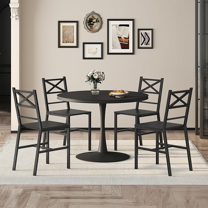 Dining Chair Set of 2, Rustic Wooden Kitchen Chairs - Image 2
