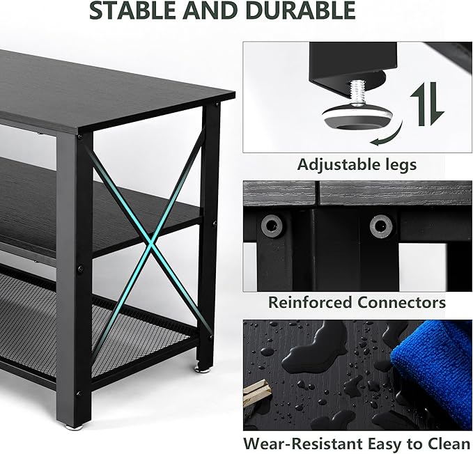 Clikuutory Modern Black 71 inch Metal TV Stand - Image 6