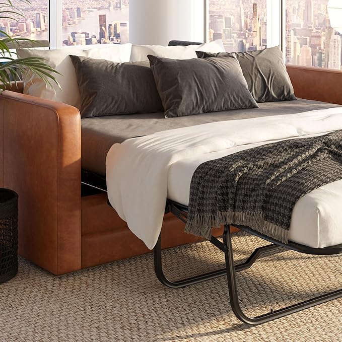 POLY & BARK Napa 82" Pull-Out Convertible Sleeper Sofa in Full-Grain - Image 7