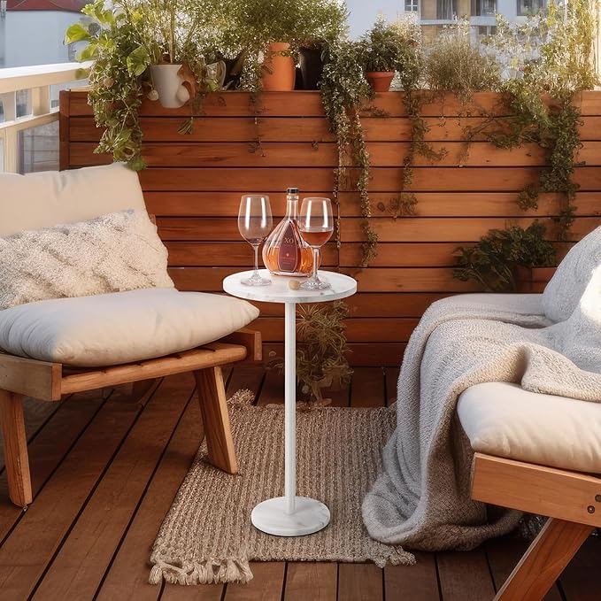 Round End Table with Marble Base Drink Tables - Image 7