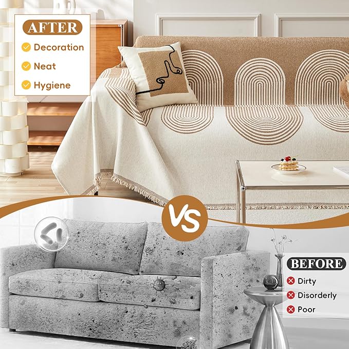 STACYPIK Boho Arched Pattern Sofa Cover Throw, Washable Chenille Furniture - Image 2
