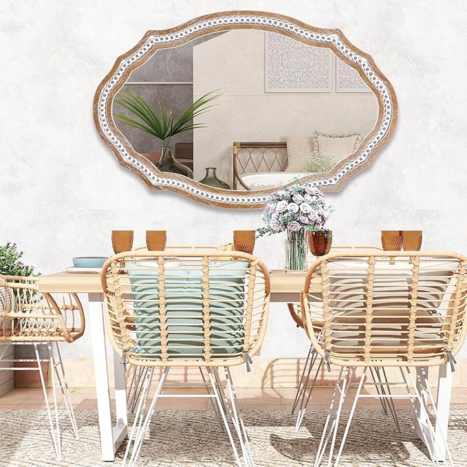 24" x 35" Wooden Farmhouse Oval Mirror - Image 5