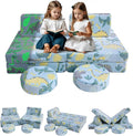 MeMoreCool Modular Glow Sofa for Kids, 8-Piece Convertible Foam Couch Play Set by MeMoreCool