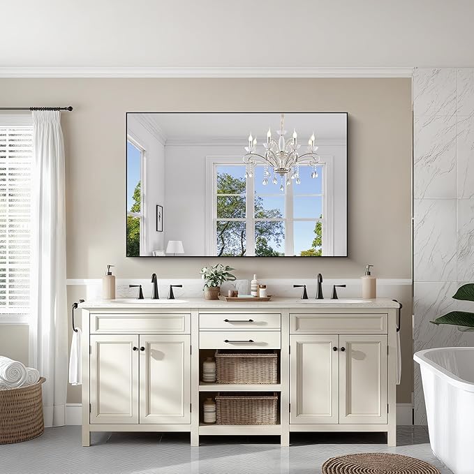 KOCUUY Black Bathroom Mirror, 55x36 Large Wall Mirror - Image 2