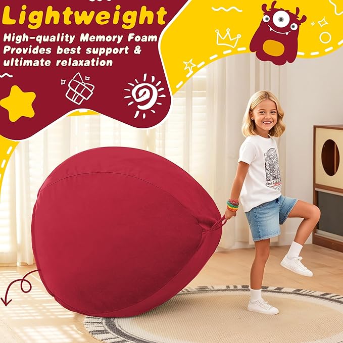 HABUTWAY 2FT Bean Bag Chair, Teardrop Bean Bag Chair Luxurious Velvet Ultra - Image 5