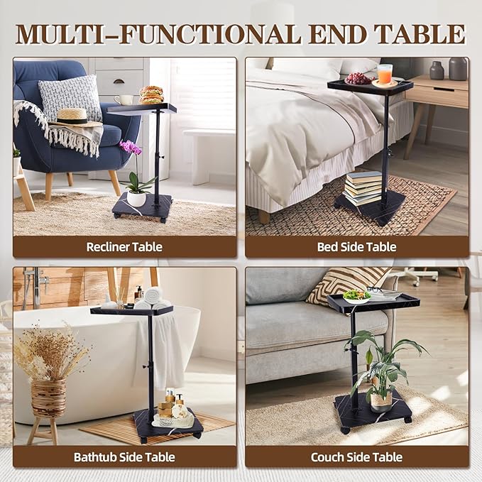 C Table Side Table End Table Adjustable Height，C Shaped End - Image 4