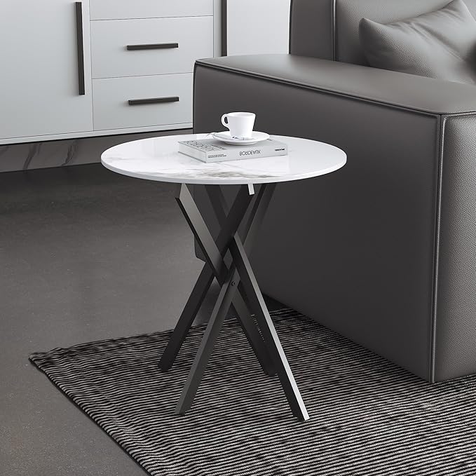 Small Round Marble Side Coffee Table Set of 2 - Image 2