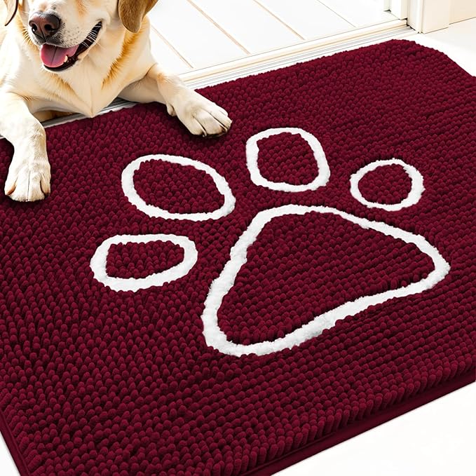 OLANLY Door Mat for Muddy Dog Paws 30x20, Ultra Absorbent Chenille Mud Doormat by OLANLY