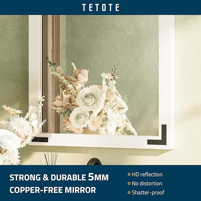 TETOTE 72 x 36 White Wooden Mirror - Image 6