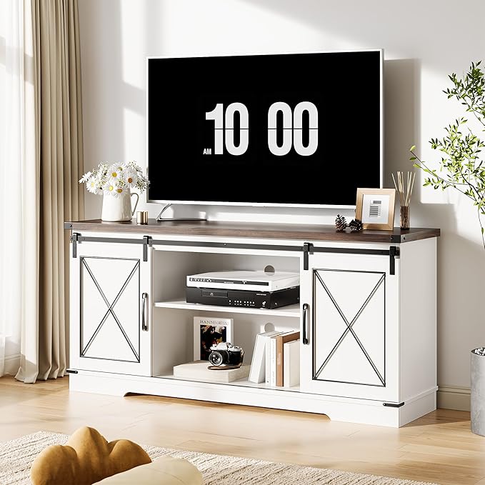 GarveeHome Farmhouse TV Stand for TV up to 65 Inches and Entertainment Center - Image 8