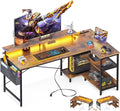 ODK 58 Inch Gaming Desk with USB Charging Ports and LED Lights, Reversible L by ODK