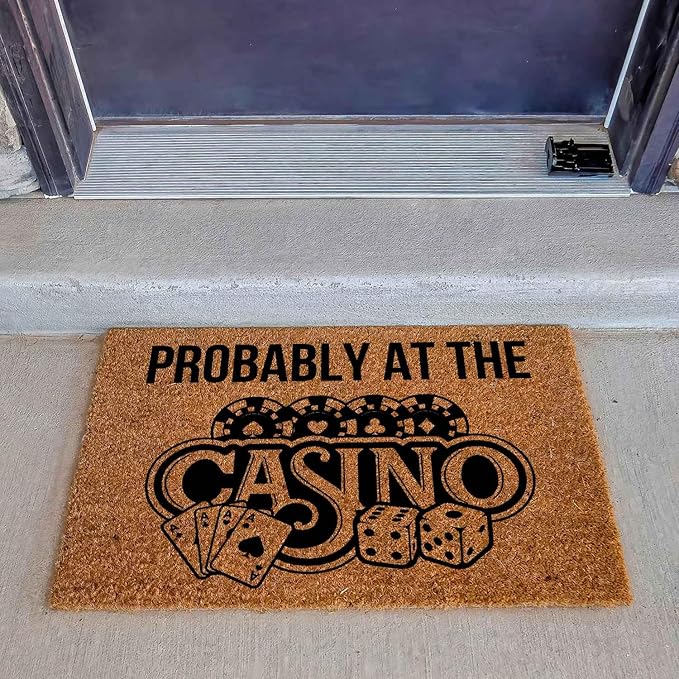 Funny Coir Doormat with Probably at The Casino - Image 3