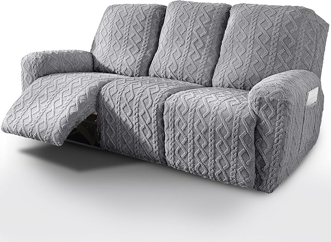 vctops 8 Pieces Geometric Jacquard Plush Recliner Sofa Covers Soft Fuzzy Fluffy by vctops