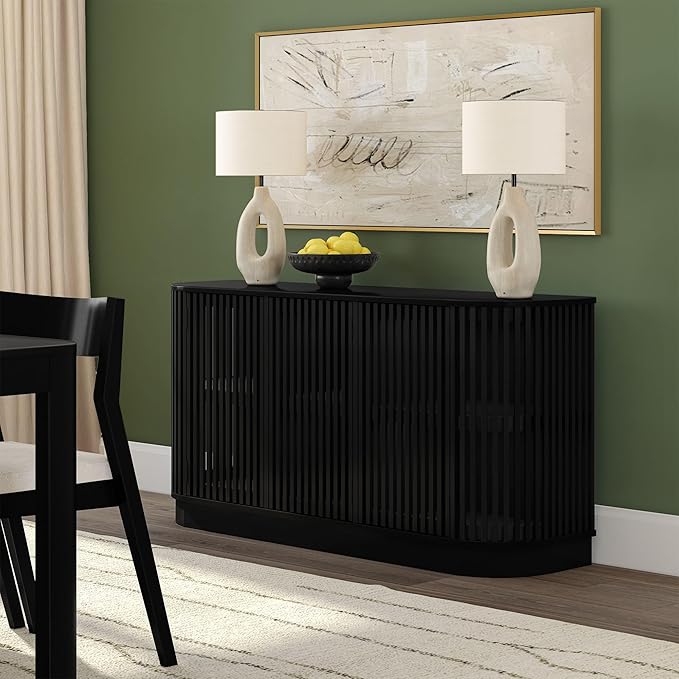 Plank+Beam Contour Wood TV Stand, Three Door Solid Wood Entertainment Console - Image 8