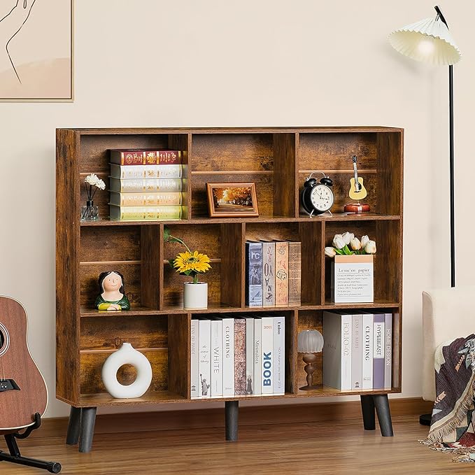 LEYAOYAO 10 Cube Bookshelf, 3 Tier Modern Wide Bookcase - Image 5