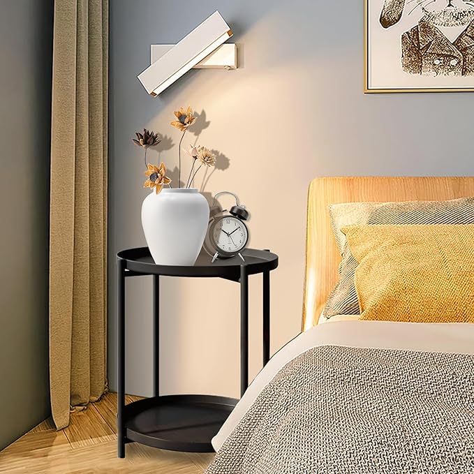 Round Side Table, 2-Tier Small Round Table, Round end Table, Nursery Side Table - Image 2