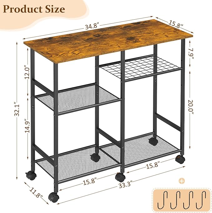 Kitchen Microwave Cart, Microwave Stand - Image 3