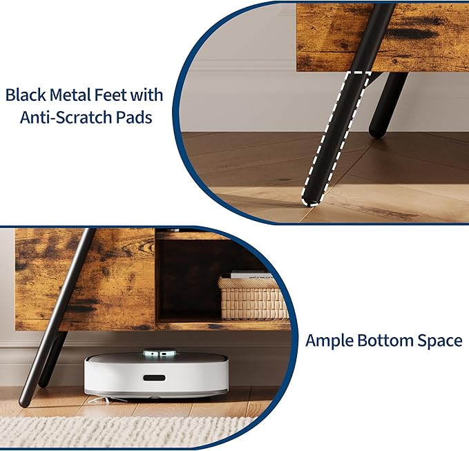 Garvee 55 Inch TV Stand with Slanted Metal Legs, Industrial Media Console with - Image 6
