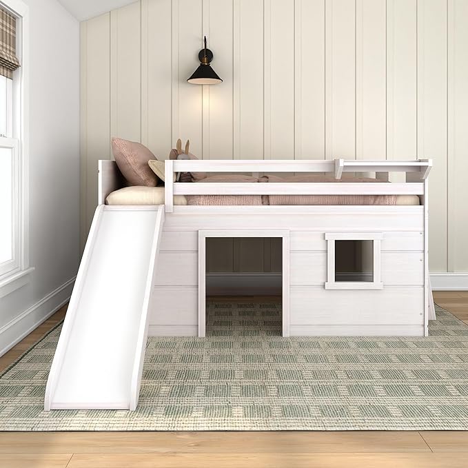 Max & Lily Loft Bed Twin Size, Solid Wood Low Loft Bed - Image 2