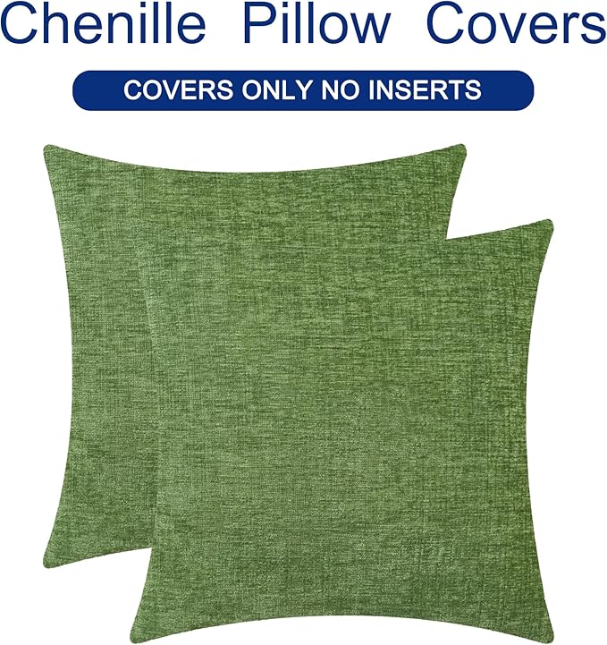 CaliTime Throw Pillow Covers Decorative 24 X 24 Inches Pack of 2 Cozy Chenille - Image 6