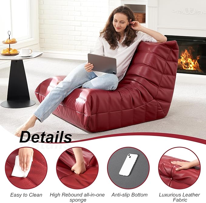 Hobestluk Giant Bean Bag Chair Lazy Floor Sofa, Memory Foam Fireside Sofa - Image 3