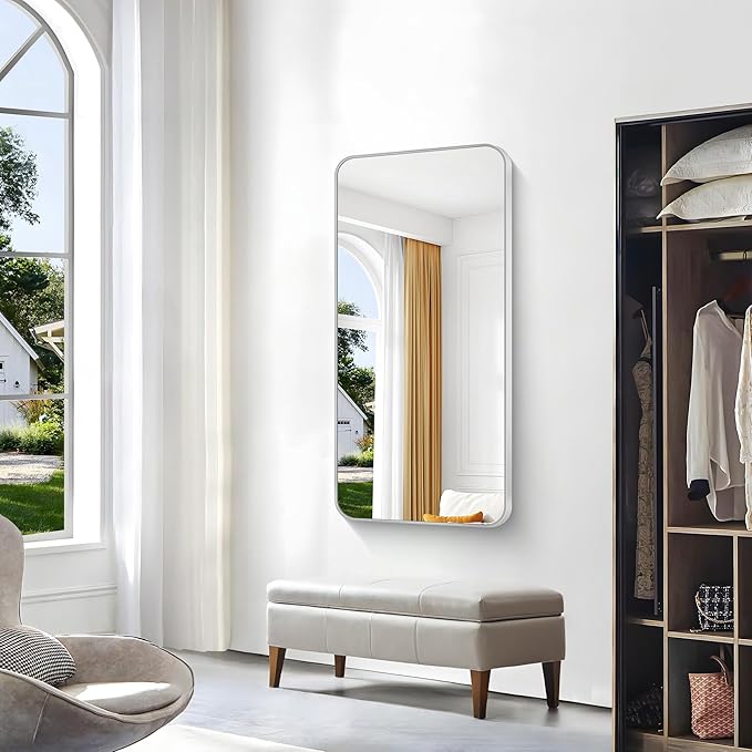 BONEWEI Silver Bathroom Mirror, 24x48 inch Wall Mirror - Image 2